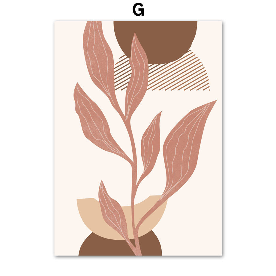 Line Leaves Geometric Abstract Boho Painting