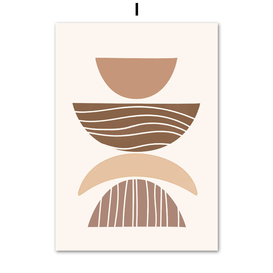Line Leaves Geometric Abstract Boho Painting