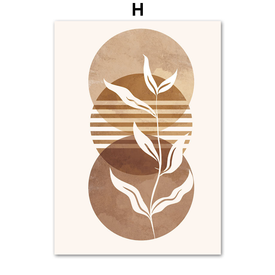 Line Leaves Geometric Abstract Boho Painting